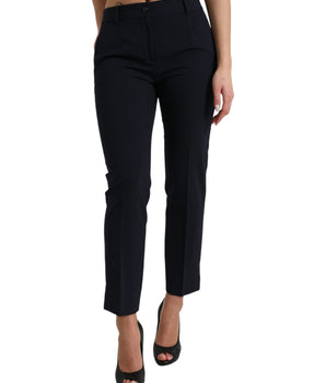 Dolce & Gabbana Blue Mid Waist Tapered Cropped Pants
