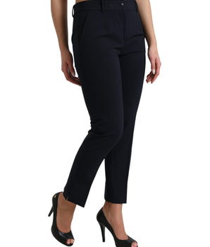 Dolce & Gabbana Blue Mid Waist Tapered Cropped Pants