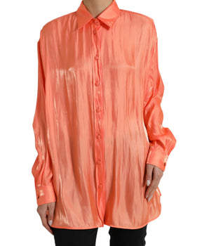 Dolce & Gabbana Peach Long Sleeve Button Down Blouse Top