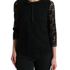 Dolce &amp; Gabbana Elegant Floral Lace Long Sleeve Top