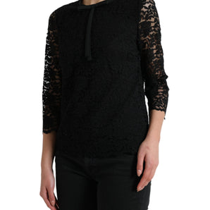 Dolce &amp; Gabbana Elegant Floral Lace Long Sleeve Top