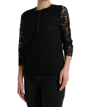 Dolce & Gabbana Black STAFF Blouse Floral Lace Nylon Top