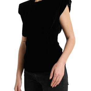 Dolce & Gabbana Velvet Exaggerated Shoulder Top