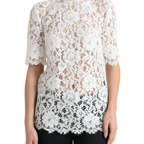 Dolce & Gabbana Elegant White Lace Blouse