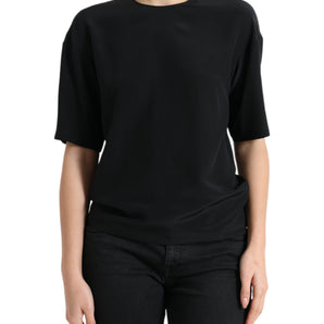 Dolce &amp; Gabbana Blusa elegante con cuello redondo en mezcla de seda