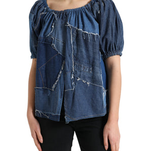 Dolce & Gabbana Elegant Cotton Denim Blouse Top