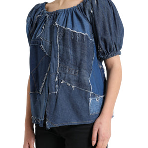 Dolce & Gabbana Elegant Cotton Denim Blouse Top