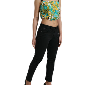 Dolce &amp; Gabbana Elegant Floral Silk Blend Cropped Tank Top