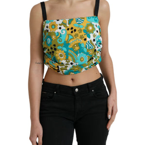 Dolce &amp; Gabbana Elegant Floral Silk Blend Cropped Tank Top