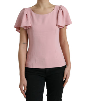 Dolce & Gabbana Pink Short Sleeves Round Neck Blouse Top