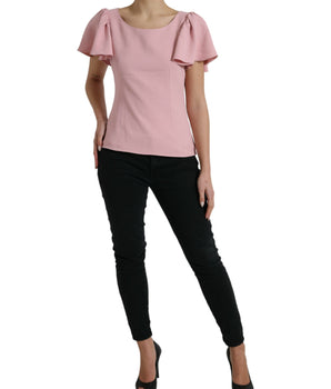 Dolce & Gabbana Pink Short Sleeves Round Neck Blouse Top