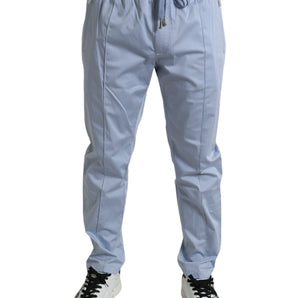 Dolce &amp; Gabbana Elegante Pantalón Jogger Azul Claro para Hombre