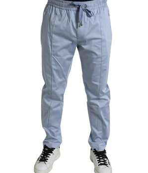 Dolce & Gabbana Light Blue Cotton Stretch Jogger Pants
