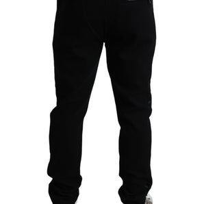 Dolce &amp; Gabbana Elegante pantalón jogger negro de mezcla de algodón