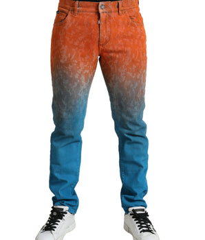 Dolce & Gabbana Multicolor Ombre Cotton Slim Fit Denim Jeans