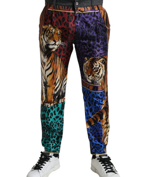 Dolce & Gabbana Multicolor Tiger Cotton Loose Denim Jeans