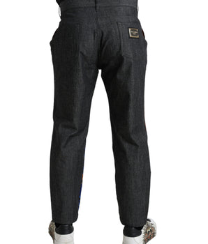 Dolce & Gabbana Multicolor Tiger Cotton Loose Denim Jeans