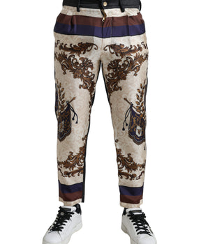 Dolce & Gabbana Multicolor Heraldic Skinny Men Pants