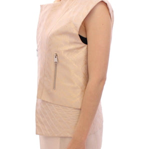 Zeyneptosun Exquisite Beige Brocade Sleeveless Jacket Vest