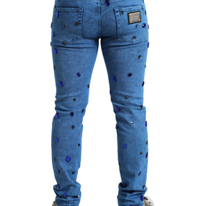 Dolce & Gabbana Crystal Embellished Skinny Denim Jeans