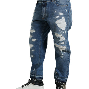 Dolce & Gabbana Chic Skinny Tattered Denim Jeans