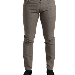 Dolce & Gabbana Elegant Brown Cotton Stretch Skinny Pants