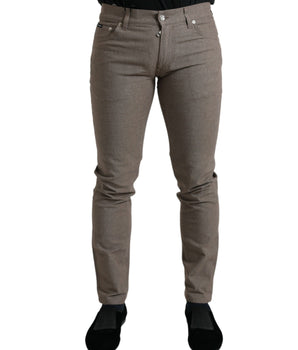 Dolce & Gabbana Brown Cotton Stretch Skinny Men Pants