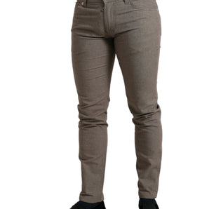 Dolce & Gabbana Elegant Brown Cotton Stretch Skinny Pants