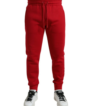 Dolce & Gabbana Red Cotton Blend Skinny Jogger Pants