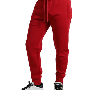 Dolce & Gabbana Sizzling Red Cotton Blend Jogger Pants