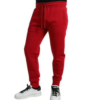 Dolce & Gabbana Red Cotton Blend Skinny Jogger Pants
