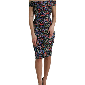 Dolce & Gabbana Elegant Floral Sheath Off Shoulder Dress