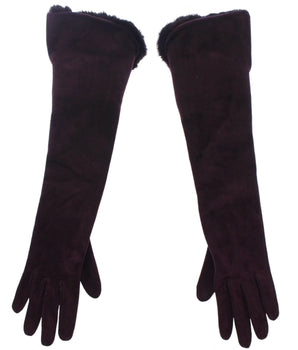 Dolce & Gabbana Purple Mink Fur Goatskin Suede Leather Gloves Dolce & Gabbana 