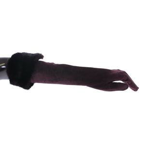 Dolce &amp; Gabbana Elegant Elbow Length Purple Fur Gloves