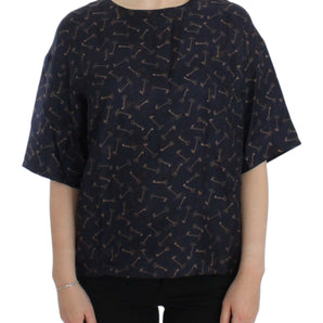 Dolce & Gabbana Enchanted Sicily Silk Blouse with Gold Keys Print