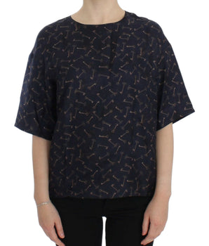 Dolce & Gabbana Enchanted Sicily Silk Blouse with Gold Keys Print Dolce & Gabbana 