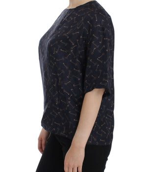 Dolce & Gabbana Enchanted Sicily Silk Blouse with Gold Keys Print Dolce & Gabbana 