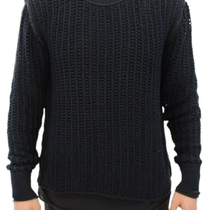 Dolce &amp; Gabbana Elegant Blue and Black Layered Sweater