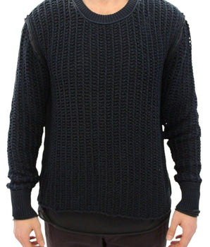 Dolce & Gabbana Elegant Blue and Black Layered Sweater Dolce & Gabbana 