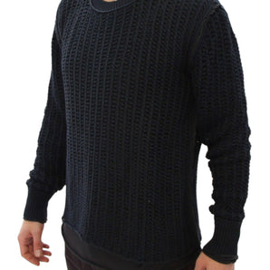 Dolce & Gabbana Elegant Blue and Black Layered Sweater