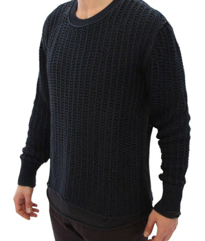 Dolce & Gabbana Elegant Blue and Black Layered Sweater Dolce & Gabbana 