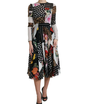 Dolce &amp; Gabbana Multicolor Patchwork Floral Leopard Dress