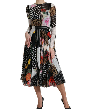 Dolce &amp; Gabbana Multicolor Patchwork Floral Leopard Dress