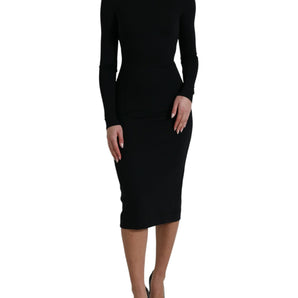 Dolce &amp; Gabbana Elegant Black Bodycon Turtleneck Dress