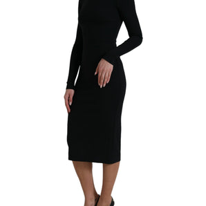 Dolce &amp; Gabbana Elegant Black Bodycon Turtleneck Dress