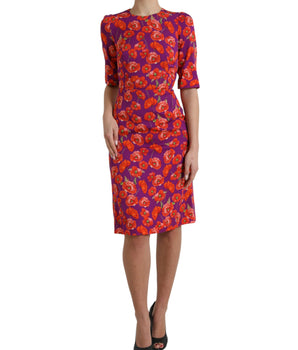 Dolce &amp; Gabbana Vibrant Floral Silk Charmeuse Dress