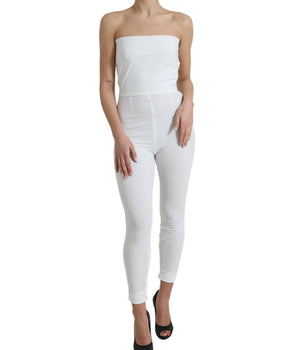 Dolce &amp; Gabbana White Nylon Strapless Bodycon Jumpsuit Dress