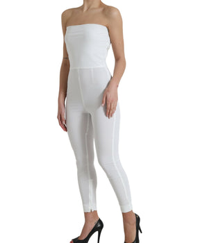 Dolce &amp; Gabbana White Nylon Strapless Bodycon Jumpsuit Dress