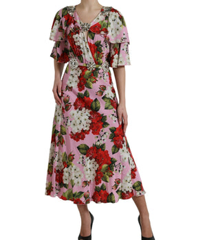 Dolce & Gabbana Multicolor Floral Crystal Embellished A-line Dress