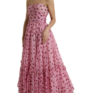 Dolce &amp; Gabbana Chic A-Line Strapless Silk Dress in Pink